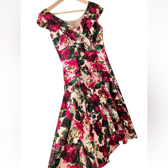 Retrospec'd Australian Vintage 50s Pin Up Red Green Floral Dress UK 8 Wedding - Picture 9 of 10